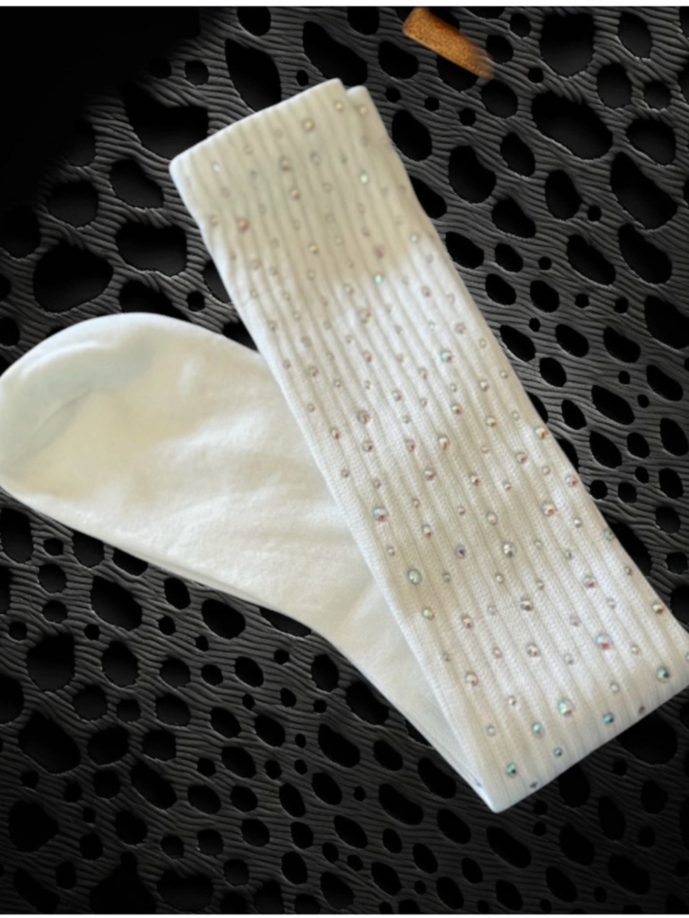White Rhinestone-Embellished Socks